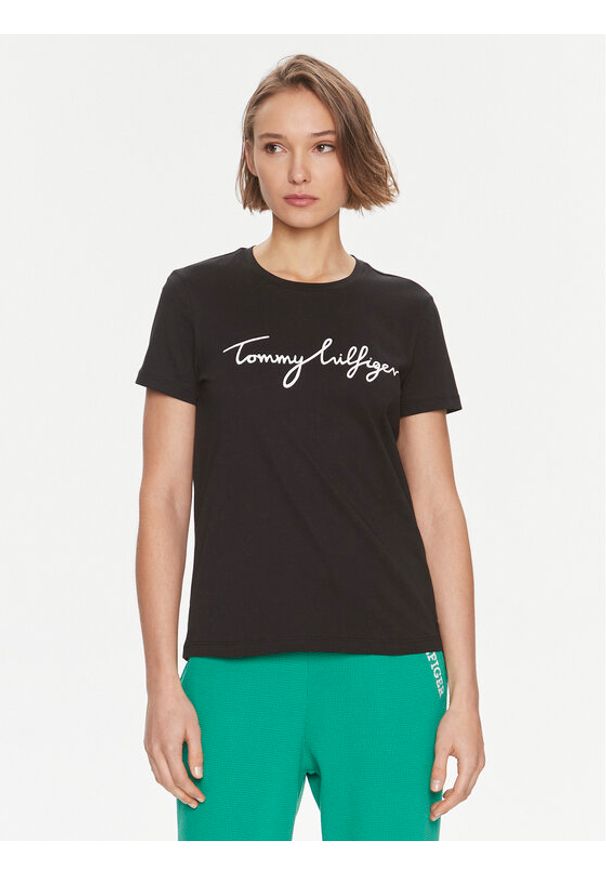 TOMMY HILFIGER - Tommy Hilfiger T-Shirt Signature WW0WW41674 Czarny Regular Fit. Kolor: czarny. Materiał: bawełna