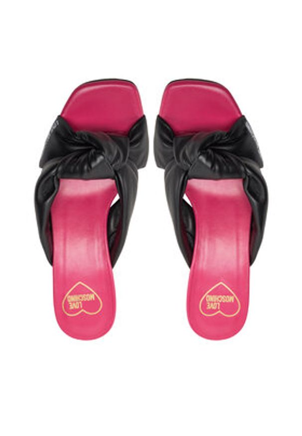 Love Moschino - LOVE MOSCHINO Klapki JA28365G0IIE0000 Czarny. Kolor: czarny. Materiał: skóra