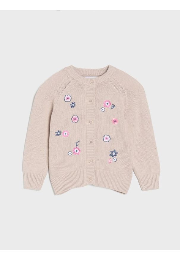 Sinsay - Sweter z haftowanymi kwiatami - kremowy. Kolor: kremowy. Wzór: haft, kwiaty