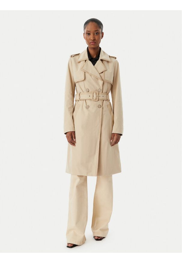 Guess Trencz W5RL14 WGWD2 Beżowy Regular Fit. Kolor: beżowy. Materiał: syntetyk