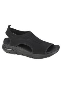 skechers - Sandały damskie, Skechers Arch Fit–City Catch. Kolor: czarny. Materiał: materiał, syntetyk, tkanina