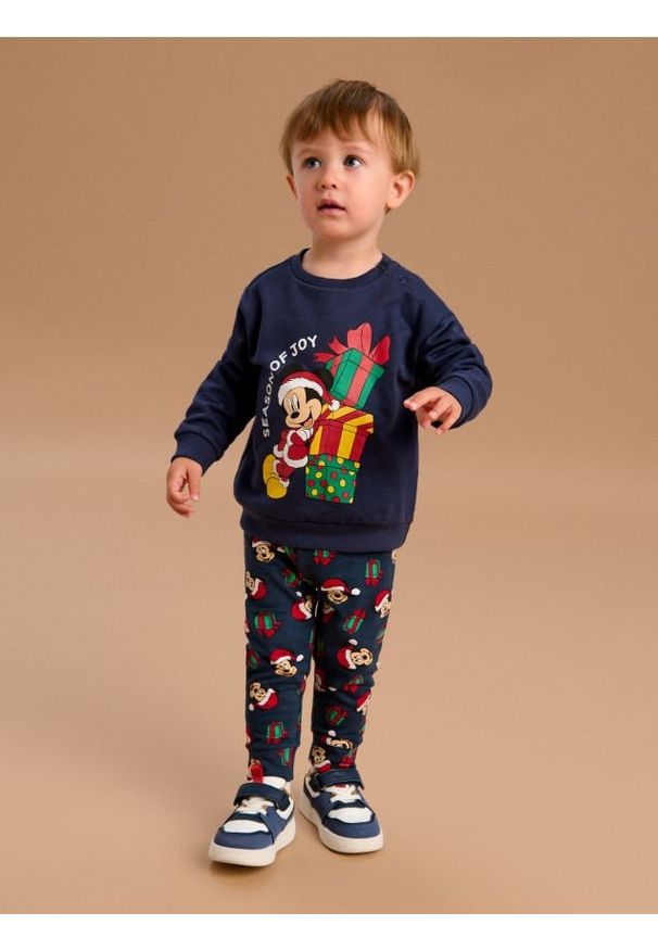 Sinsay - Legginsy Mickey Mouse - granatowy. Kolor: niebieski. Wzór: motyw z bajki