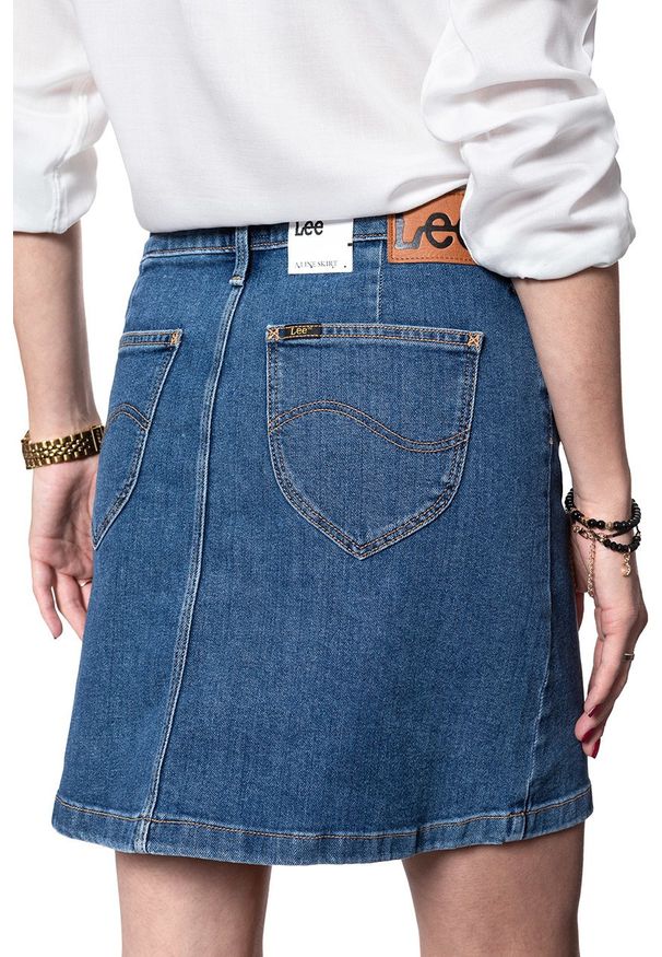 Lee - SPÓDNICA JEANSOWA LEE A LINE SKIRT MID STONEWASH L38NMG44 112108286. Materiał: jeans