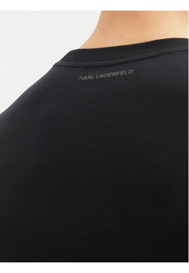 Karl Lagerfeld - KARL LAGERFELD T-Shirt 755065 552241 Granatowy Regular Fit. Typ kołnierza: dekolt w karo. Kolor: niebieski. Materiał: bawełna