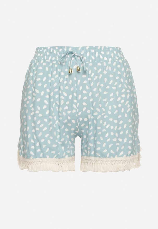 Born2be - Miętowe Szorty z Wiskozy z Gumką w Pasie i Troczkami Talorea. Kolor: miętowy. Materiał: wiskoza. Sezon: lato. Styl: klasyczny