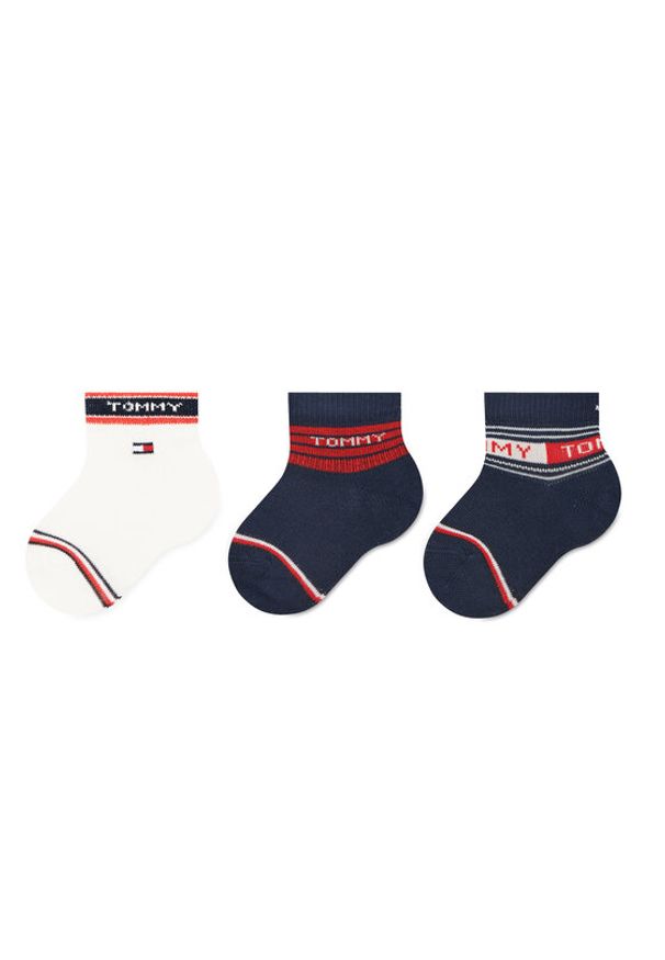 TOMMY HILFIGER - Tommy Hilfiger Zestaw 3 par wysokich skarpet dziecięcych 701220278 Kolorowy. Materiał: bawełna, materiał. Wzór: kolorowy