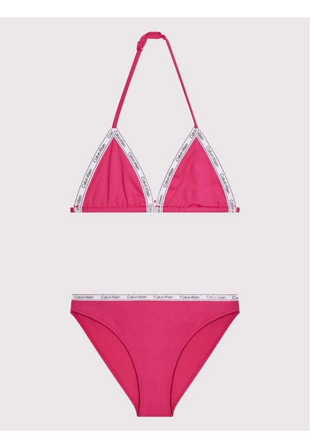 Calvin Klein Swimwear Strój kąpielowy Logo Tape KY0KY00008 Różowy. Kolor: różowy. Materiał: syntetyk