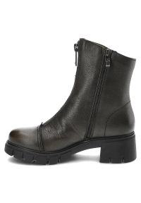 Zielone Botki Simen Damskie Skórzane Modne Obuwie. Okazja: na co dzień. Zapięcie: zamek. Kolor: zielony. Materiał: skóra. Szerokość cholewki: normalna. Sezon: zima, jesień. Styl: casual, klasyczny #4