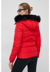 Calvin Klein Jeans kurtka damska kolor czerwony zimowa. Kolor: czerwony. Materiał: futro, materiał. Sezon: zima #6