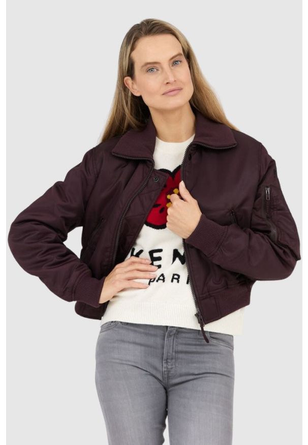 Kenzo - KENZO Bordowa kurtka bomberka damska boke flower, Rozmiar S. Kolor: czerwony