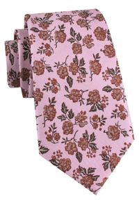 Męski Krawat - Jasny Róż, w Kwiaty - Alties. Kolor: różowy. Materiał: tkanina. Wzór: kwiaty. Styl: elegancki, wizytowy #1