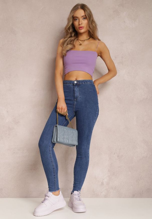Renee - Granatowe Jeansy Caeerine. Stan: podwyższony. Kolor: niebieski. Długość: długie. Styl: elegancki