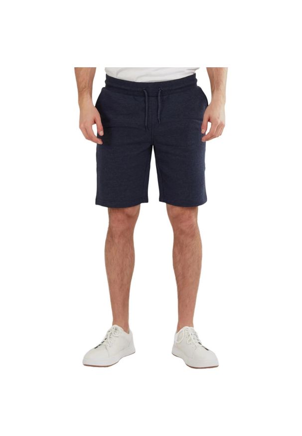 FUNDANGO - Spodenki fitness męskie Fundango Delon Sweatshort. Kolor: niebieski. Materiał: poliester, bawełna. Wzór: haft. Sport: fitness
