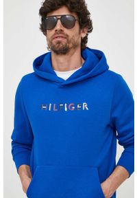 TOMMY HILFIGER - Tommy Hilfiger bluza męska kolor niebieski z kapturem wzorzysta. Typ kołnierza: kaptur. Kolor: niebieski. Materiał: bawełna, dzianina. Długość rękawa: długi rękaw. Długość: długie #2