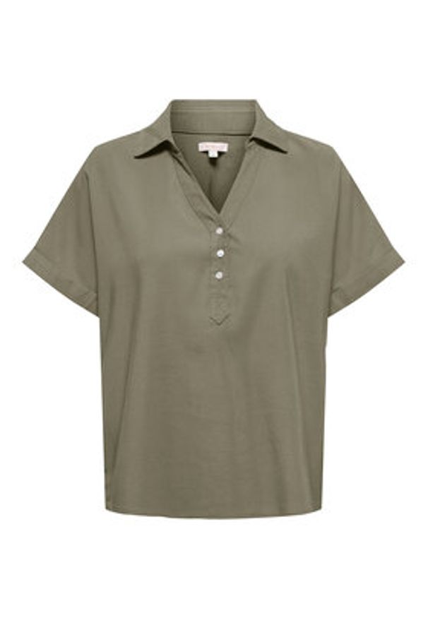 only - ONLY Polo Aris 15364279 Zielony Loose Fit. Typ kołnierza: polo. Kolor: zielony. Materiał: wiskoza