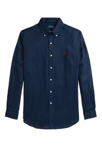 Polo Ralph Lauren Koszula 710968915007 Granatowy Slim Fit. Typ kołnierza: polo. Kolor: niebieski. Materiał: len #5