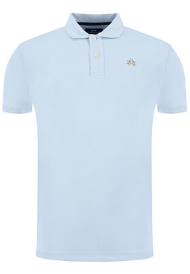 La Martina Polo Piquet CCMP02 PK001 Błękitny Slim Fit. Typ kołnierza: polo. Kolor: niebieski. Materiał: bawełna