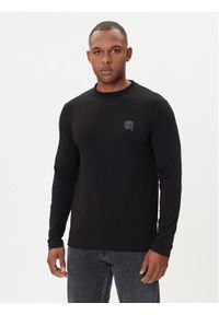 Karl Lagerfeld - KARL LAGERFELD Longsleeve 755052 554235 Czarny Regular Fit. Typ kołnierza: dekolt w karo. Kolor: czarny. Materiał: bawełna. Długość rękawa: długi rękaw #1