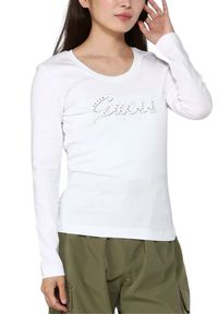 Guess - GUESS Biały damski longsleeve Embro Script, Rozmiar XL. Kolor: biały. Długość rękawa: długi rękaw #5
