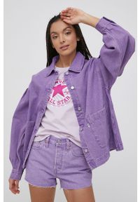 Levi's® - Levi's kurtka jeansowa damska kolor fioletowy przejściowa. Okazja: na spotkanie biznesowe. Kolor: fioletowy. Materiał: jeans. Styl: biznesowy