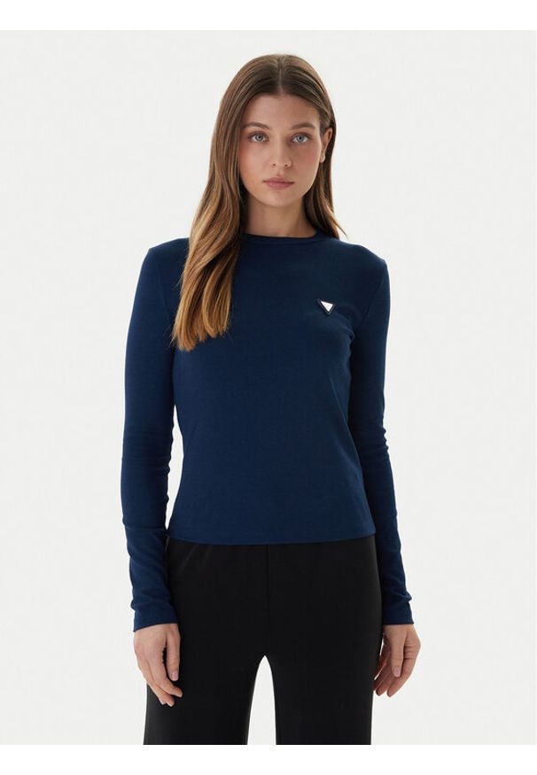 Guess Bluzka V6RI00 KD741 Granatowy Slim Fit. Kolor: niebieski. Materiał: bawełna