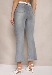Renee - Niebieskie Jeansy z Bawełną High Waist o Kroju Dzwonów Tommea. Okazja: na co dzień. Stan: podwyższony. Kolor: niebieski. Styl: klasyczny, casual