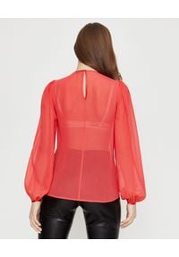 Elisabetta Franchi - ELISABETTA FRANCHI - Drapowana koszula z jedwabiu. Kolor: czerwony. Materiał: jedwab. Długość: długie. Styl: elegancki #2