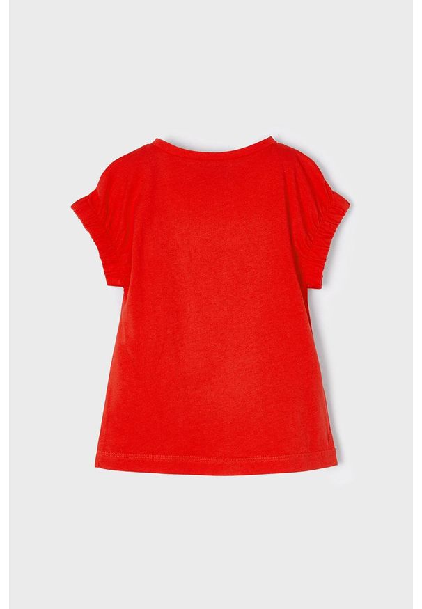 Mayoral T-shirt bawełniany dziecięcy kolor czerwony. Okazja: na co dzień. Kolor: czerwony. Materiał: bawełna. Wzór: nadruk. Styl: casual