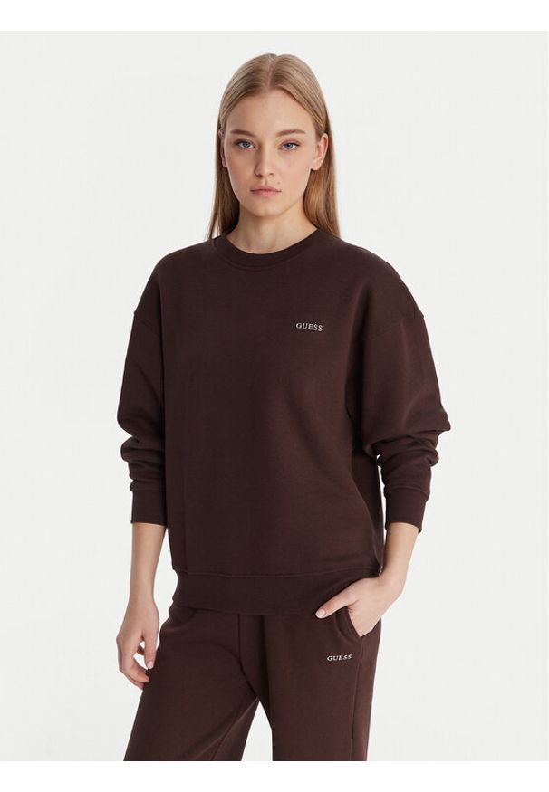 Guess Bluza V6RQ13 K9V31 Brązowy Regular Fit. Kolor: brązowy. Materiał: bawełna