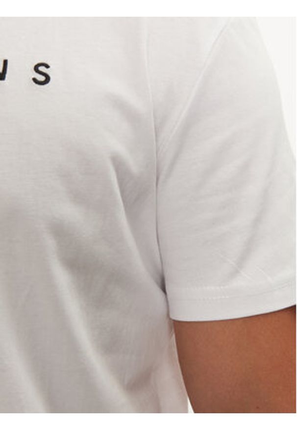 Tommy Jeans T-Shirt Linear Logo DM0DM20744 Biały Regular Fit. Kolor: biały. Materiał: bawełna