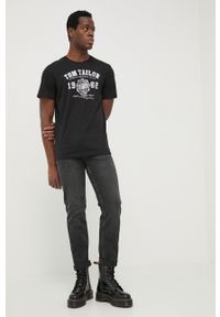 Tom Tailor t-shirt bawełniany kolor czarny z nadrukiem. Okazja: na co dzień. Kolor: czarny. Materiał: bawełna. Wzór: nadruk. Styl: casual #1