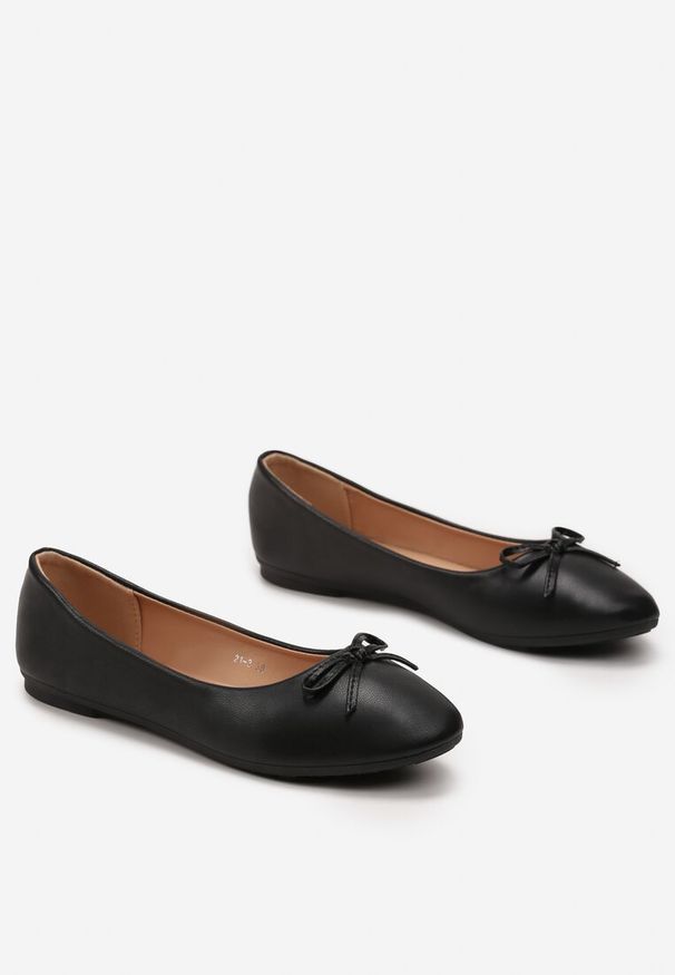 Born2be - Czarne Balerinki Haviani. Kolor: czarny. Wzór: aplikacja. Styl: elegancki