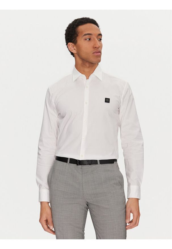 Hugo - HUGO Koszula Ermo 50505315 Biały Slim Fit. Kolor: biały. Materiał: bawełna