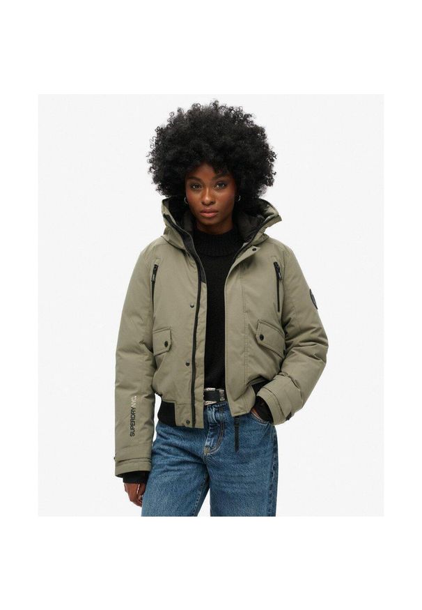 Superdry - Kurtka Bomber Pikowana City. Kolor: zielony. Długość rękawa: długi rękaw