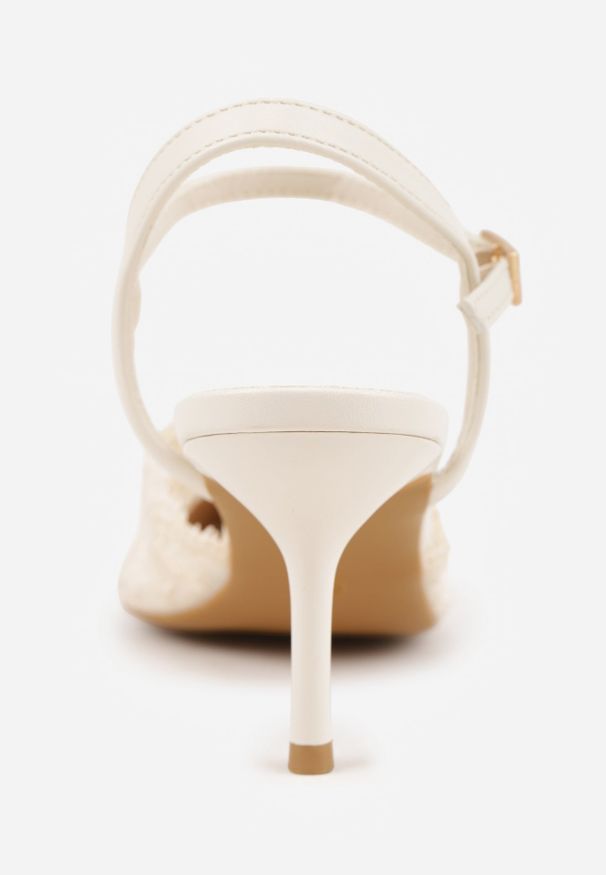 Renee - Beżowe Eleganckie Szpilki VICES z Koronkowym Noskiem i Paskiem Wokół Kostki Figesa. Okazja: na wesele, na ślub cywilny. Zapięcie: pasek. Kolor: beżowy. Materiał: koronka. Obcas: na szpilce. Styl: elegancki