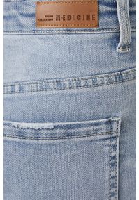 medicine - Medicine jeansy damskie high waist. Stan: podwyższony. Kolor: niebieski