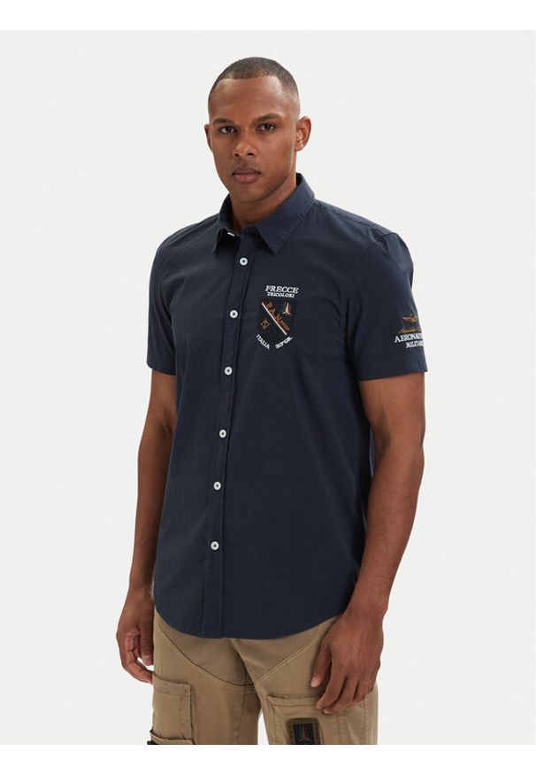 Aeronautica Militare Koszula 261CA1326UCT03288 Granatowy Regular Fit. Kolor: niebieski. Materiał: bawełna