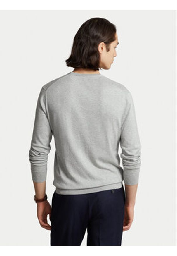 Polo Ralph Lauren Sweter 710684957003 Szary Slim Fit. Typ kołnierza: polo. Kolor: szary. Materiał: bawełna