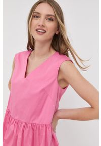 Weekend Max Mara bluzka damska kolor różowy gładka. Okazja: na co dzień. Kolor: różowy. Materiał: tkanina. Długość: krótkie. Wzór: gładki. Styl: casual #2