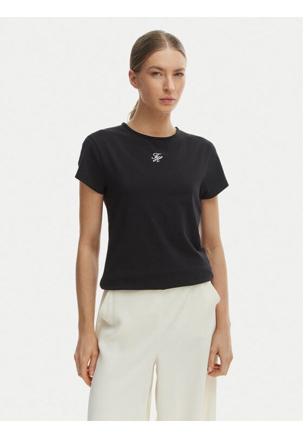 TOMMY HILFIGER - Tommy Hilfiger T-Shirt WW0WW48710 Czarny Slim Fit. Kolor: czarny. Materiał: bawełna