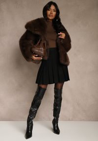 Renee - Czarna Spódnica High Waist z Wiskozą Zdobiona Plisami Coroxera. Stan: podwyższony. Kolor: czarny. Materiał: wiskoza. Wzór: aplikacja. Styl: elegancki #1