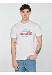 Big-Star - Koszulka męska z kontrastowym nadrukiem biała Sers 100. Kolor: biały. Materiał: denim, skóra, dzianina. Wzór: nadruk. Styl: klasyczny, elegancki #4