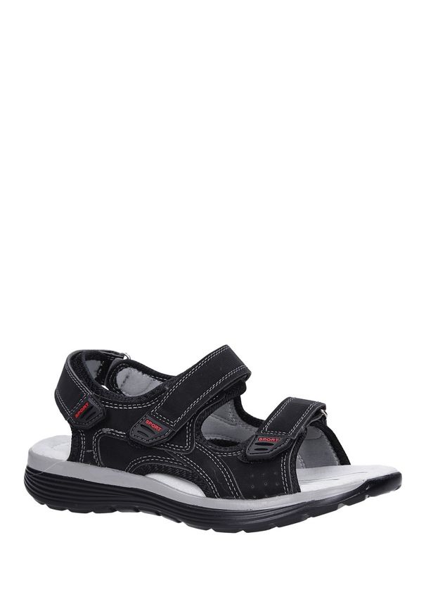 Casu - czarne sandały na rzepy ze skórzaną wkładką casu b5524-1. Zapięcie: rzepy. Kolor: czarny. Materiał: skóra