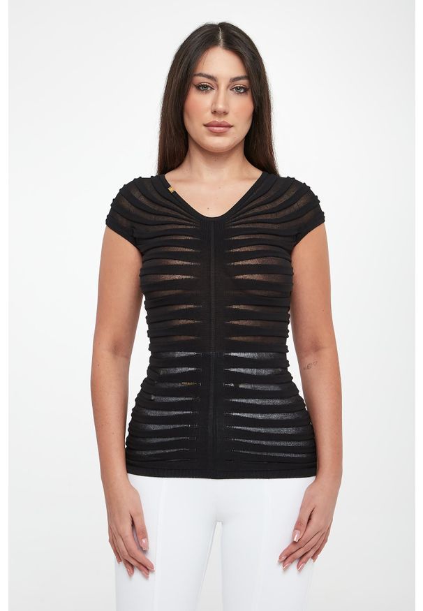 Elisabetta Franchi - Bluzka damska z tiulu ELISABETTA FRANCHI. Materiał: tiul