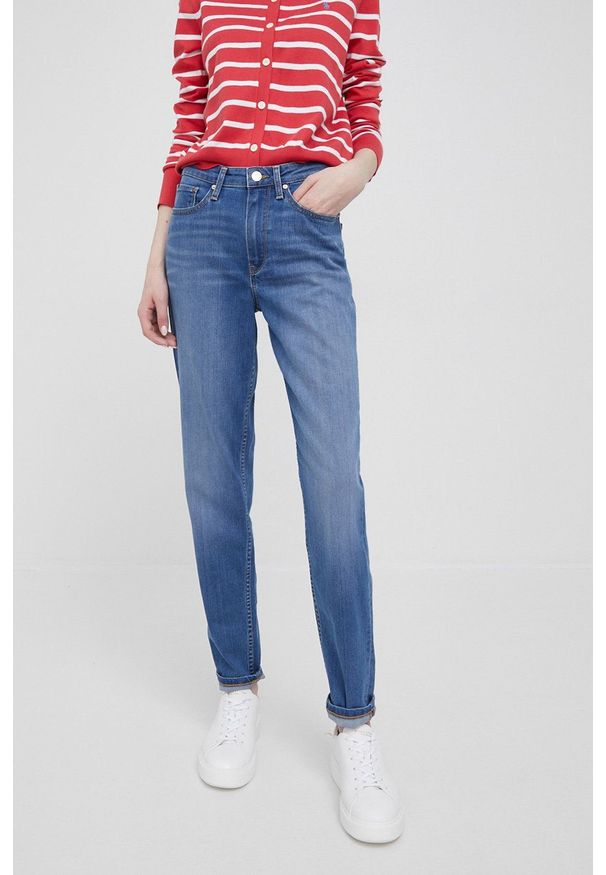 TOMMY HILFIGER - Tommy Hilfiger jeansy IZZY damskie high waist. Stan: podwyższony. Kolor: niebieski