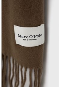 Marc O'Polo Szalik wełniany kolor brązowy gładki. Kolor: brązowy. Materiał: wełna. Wzór: gładki
