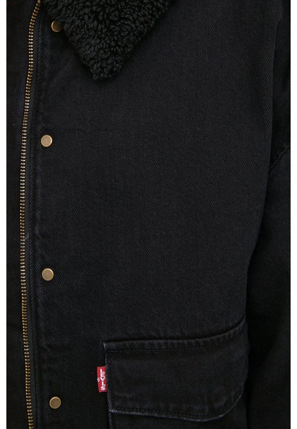 Levi's® - Levi's Kurtka jeansowa damska kolor czarny przejściowa oversize. Okazja: na spotkanie biznesowe. Kolor: czarny. Materiał: jeans. Styl: biznesowy