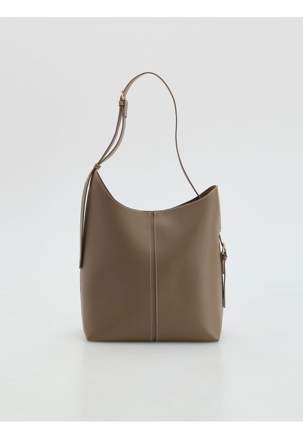 Reserved - Torebka hobo - brązowy. Kolor: brązowy. Materiał: skórzane