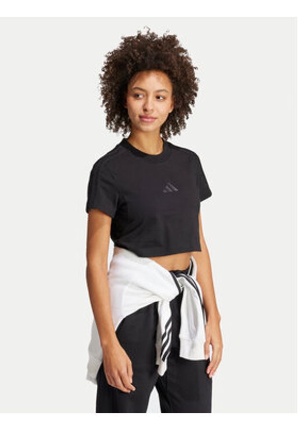 Adidas - adidas T-Shirt ALL SZN 3-Stripes JI9102 Czarny Slim Fit. Kolor: czarny. Materiał: bawełna