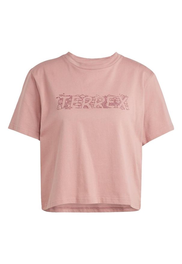 Adidas - Koszulka Terrex Graphic. Kolor: różowy. Materiał: bawełna